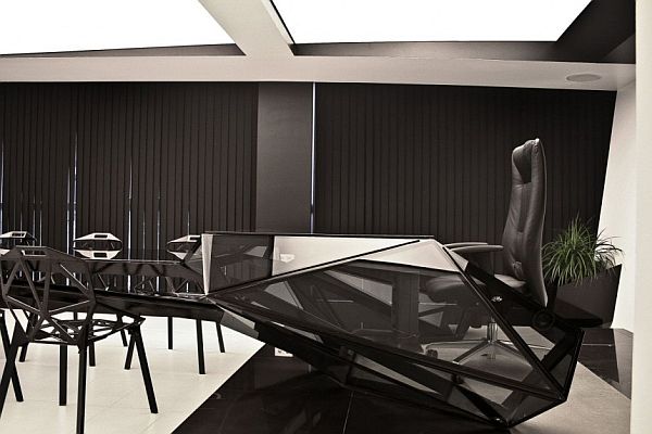 Desk And By Fabulous Desk And Conference Table By Jovo Bozhinovski Design With Leather Master Seats And Glass Top Desk Decoration  Unique Desk Designs Ideas For Spacious Office Room