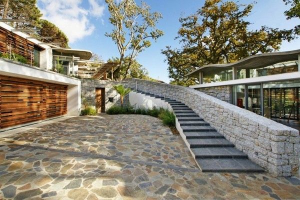 Exterior Of Home Fabulous Exterior Of The Beautiful Home With Grey Stone Staircase And Stone Balustrade On The Stone Floor Architecture Breathtaking Mountain House Blends In With Fresh Landscape Environment