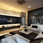 Living Room With Fabulous Living Room Idea Designed With Bright Recessed Lamps To Enlightening Large Sectional Sofas And TV Decoration Swanky Large Sectional Sofas For Spacious Living Rooms