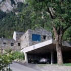 Chamoson House Architecture Fantastic Chamoson House In Traditional Architecture With Rustic Stone Wall Shady Greenery Long Concrete Driveway Square Glass Window Dream Homes Unusual Contemporary Rural House With Rough Stone Wall Structure