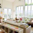 Farmhouse Living Interior Fantastic Farmhouse Living Room Design Interior With Small Tropical Sofa Furniture And White Sofa Table Decoration Ideas Decoration Wonderful Sofa Table For Your Comfortable Living Rooms