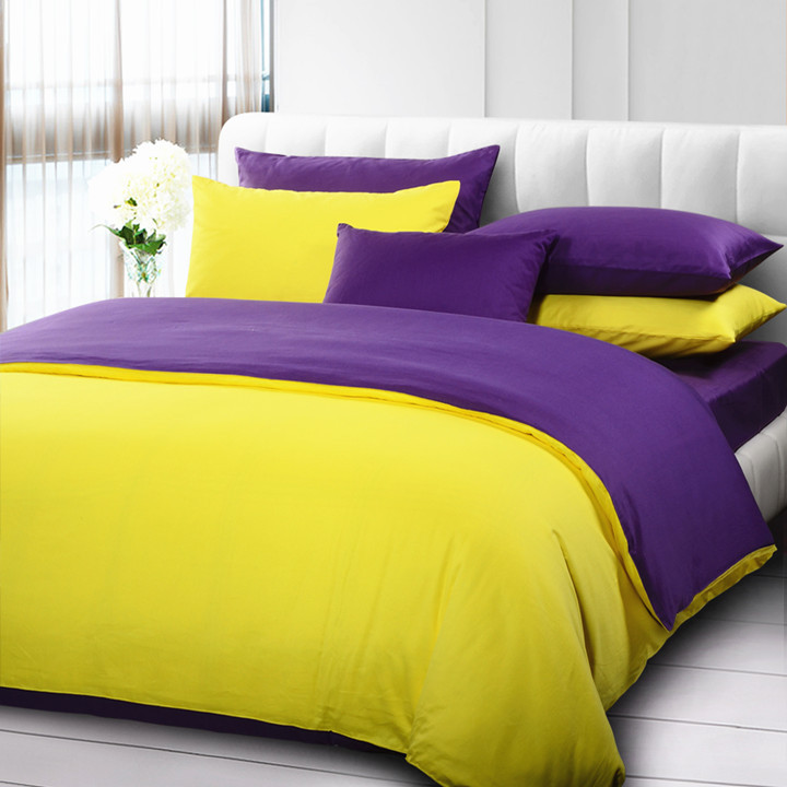 Purple Yellow On Fantastic Purple Yellow Duvet Cover On White Tiled Headboard Set Queen Installed On White Wooden Striped Floor Bedroom  Solid Yellow Duvet Cover For Bright Bedroom Designs