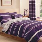 Striped Purple On Fantastic Striped Purple Duvet Cover On Modern Floating Wood Bed Divan Iconic Fake Flower In Glass Vase Striped Curtain Bedroom Comfortable Purple Duvet Covers For Your Beautiful Bedroom Sets