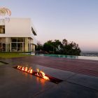 Terrace Floors Woden Fantastic Terrace Floors Made Of Wooden Material And Tiles Available With Fire Place In The Luxury Home In LA Architecture Luxurious And Modern Concrete Home With Long Swimming Pools