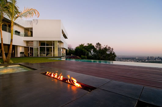 Terrace Floors Woden Fantastic Terrace Floors Made Of Wooden Material And Tiles Available With Fire Place In The Luxury Home In LA Architecture  Luxurious And Modern Concrete Home With Long Swimming Pools