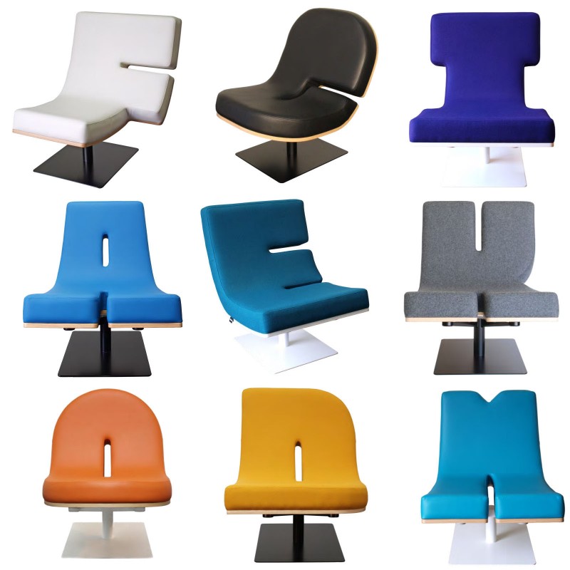 Typographic Tabisso Collection Fantastic Typographic Tabisso Alphabetic Chairs Collection In Any Model And Shape And Color Options To Pick Decoration Unique Chairs Furniture Designs To Spice Up Your Home