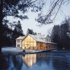 Architecture Of Farmhouse Fascinating Architecture Of The Floating Farmhouse With Long Wooden Terrace And Wide Glass Walls Near The Water Apartments Bewitching Modern Farmhouse With White Color And Rustic Appearance