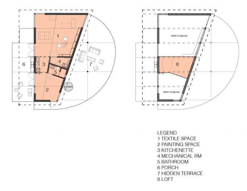 Design Plan Nautilus Fascinating Design Plan For The Nautilus Studio Interior With Painting Space And Kitchen In The Lower Level Decoration  Small And Beautiful Home Studio Designed For A Textile Artist