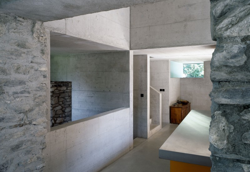 Rough Stone Chamoson Fascinating Rough Stone Wall In Chamoson House Solid Concrete Floor Rustic Small Wood Chest Square Island Dream Homes Unusual Contemporary Rural House With Rough Stone Wall Structure