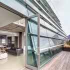 Round Coffee Leather Futuristic Round Coffee Table Dark Leather Sofa Sleek Marble Floor Dark Chandelier Glass Wall Greenwich Street Project Architecture Stunning Steel And Glass Structure Reflected In 497 Greenwich Street Penthouse