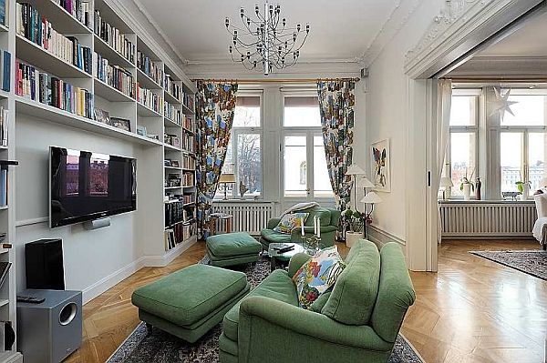 Contemporary Living With Impressive Contemporary Living Room Combined With Entertainment Wall And White Shelving Units Of Traditional Swedish Apartment Apartments  Vintage Swedish Home Decorated With Contemporary Scandinavian Touch Of Traditional Style