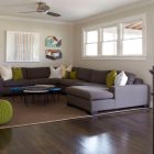 Home Family Designed Incredible Home Family Room Interior Designed With Dark Grey Modern Sectional Sofas Completed With Green Stools Dream Homes Fresh Modern Sectional Sofas Create Captivating Room Decorations
