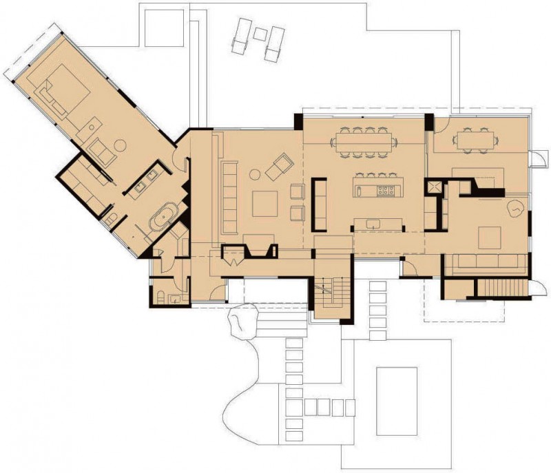 Shaped Kettle Interior Incredible Shaped Kettle Hole Home Interior Floor Plan Displaying Complete Essential Rooms Such As Bedroom Dream Homes Cantilevered Contemporary Home With Captivating Living Room Spaces