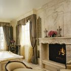 Traditional Bathroom Used Incredible Traditional Bathroom Design Interior Used Stone Fireplace Design With Carved Decoration For Home Inspiration To Your House Fireplace Classic Yet Contemporary Stone Fireplace For Wonderful Family Rooms