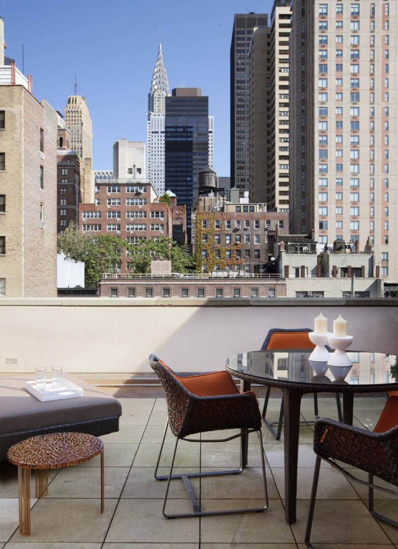 View Of From Incredible View Of City Seen From Murray Hill Townhouse Rooftop Maximized As Outdoor Seating And Dining Space Decoration  Elegant Contemporary Private Home With Marvelous Wooden Stairs