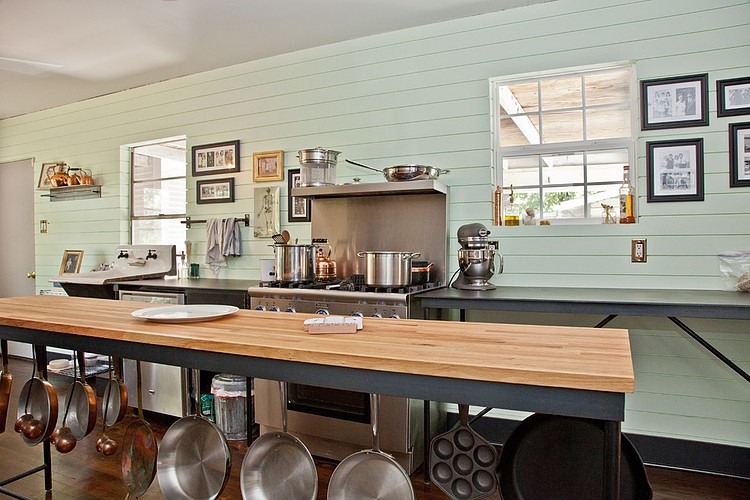 Eclectic Home Parallel Industrial Eclectic Home Austin Texas Parallel Kitchen Idea With Wooden Top Island And Hanging Racks Dream Homes  Beautiful And Eclectic House Interior In Unique Vintage Decorations