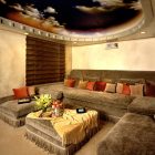 Ceiling Design Family Innovative Ceiling Design In Modern Family Room Cushy Big Sofas With Colorful Pillows Square Padded Coffee Table Pretty Flower Dream Homes Elegant Big Sofas Makes Your Living Lounge Look Expensive