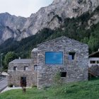 Chamoson House View Innovative Chamoson House With Mountainous View Rustic Stone Wall Square Glass Window Wood Staircase With Wood Railing Long Driveway Dream Homes Unusual Contemporary Rural House With Rough Stone Wall Structure