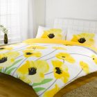 Yellow Duvet White Inspiring Yellow Duvet Cover In White Tiled Headboard Installed With White Painted Wall And Wooden Glossy Floor Bedroom Solid Yellow Duvet Cover For Bright Bedroom Designs