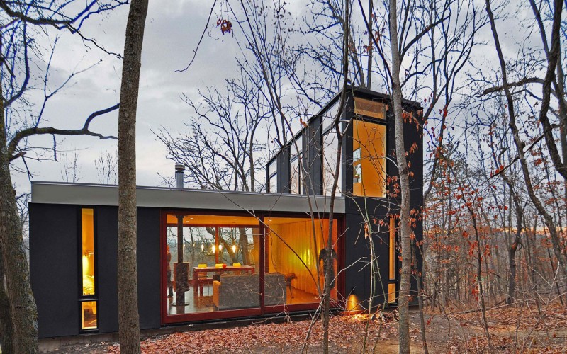 Stacked Cabin Decorated Lavish Stacked Cabin Design Exterior Decorated With Small Home Shaped In Contemporary Decoration Used Glass Sliding Door Ideas Architecture Cozy Black Mountain Cabin With Yellow Shade Paint Colors