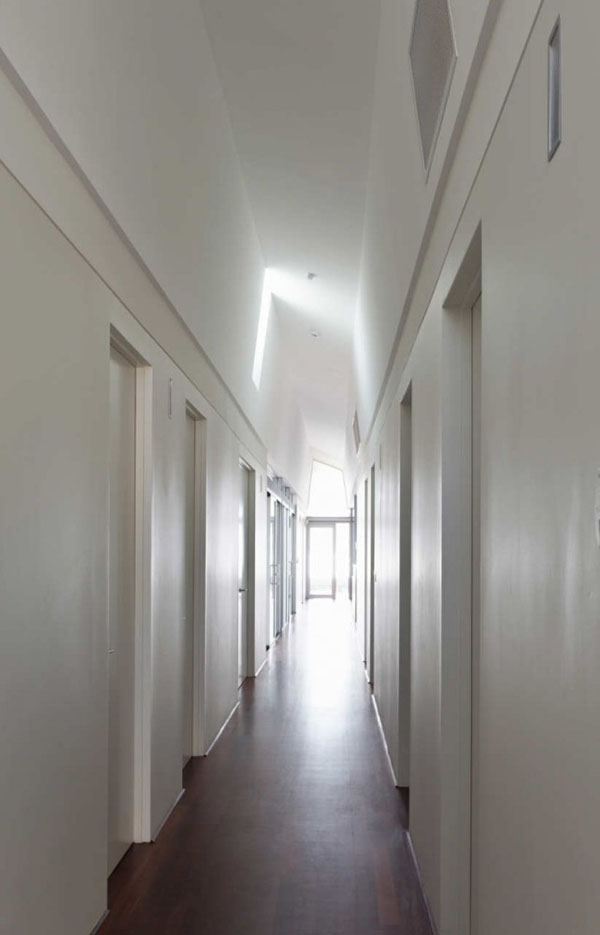 Space With Floors Limited Space With Laminate Wood Floors Of Small Corridor Clamped By White Painted Concrete Walls Of Flo House Building Dream Homes  Contemporary Australian Home With Unique Cantilever Roofing And Buildings