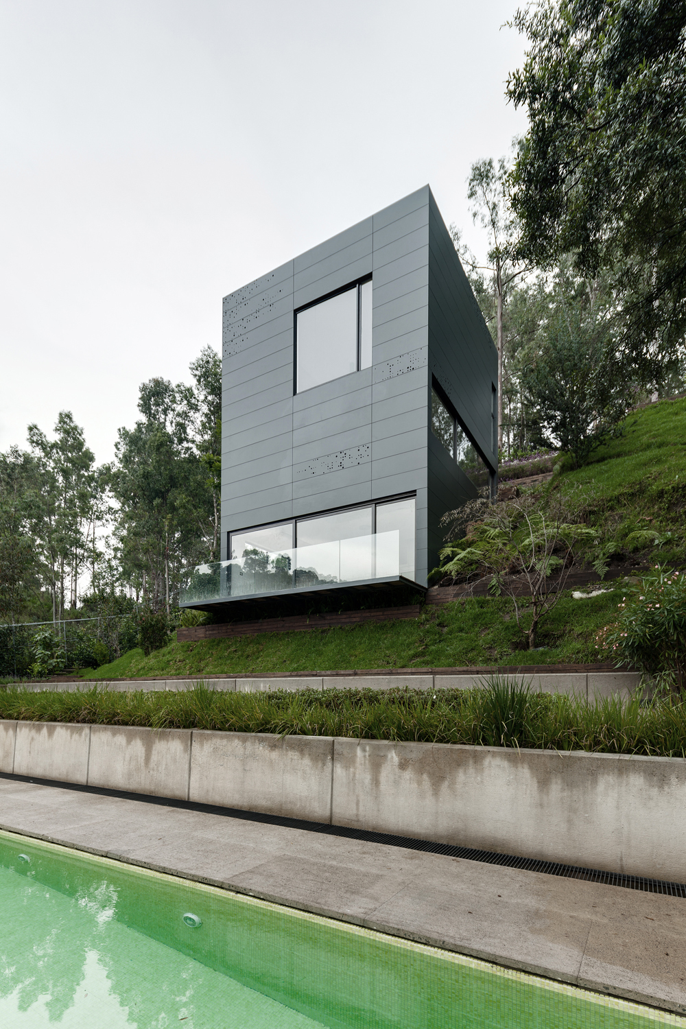 Alta House Style Lovely Alta House In Modern Style With Glossy Dark Outdoor Wall Small Balcony With Glass Railing Large Swimming Pool Dream Homes  Airy And Beautiful Mountain Retreat With Amazing Natural Landscape