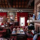 Rustic Living Interior Marvelous Rustic Living Room Design Interior Decorated With Pink And Red Chesterfield Sofa Furniture For Home Inspiration Decoration Elegant Chesterfield Sofa With Beautiful Cushions On Its Sections