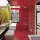 Red Tiles Red Mini Red Tiles Attached Into Red Walls As Part Of House Exterior Of Historic Victorian Vader House Architecture Gorgeous Contemporary Comfortable Home For Cozy Living Holidays