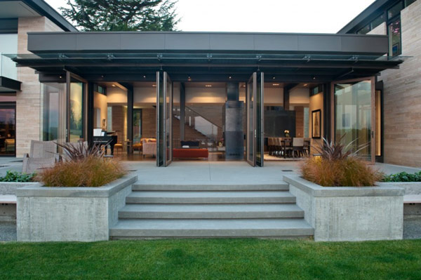 Exterior Of Park Minimalist Exterior Of The Washington Park Hilltop Residence With Concrete Terrace And Wide Pergola Near Grass Yard Dream Homes Amazing Modern Home With Beautiful H-Shape Exterior Layout