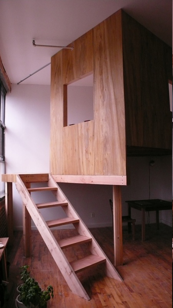 Staircase Idea Access Minimalist Staircase Idea Installed To Access Cabin Loft In Brooklyn Bedroom Loft Dominated By Wood Abundance Decoration  Unique Tiny Cabin With Minimalist Staircase That Maximize Space