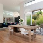 Dining Room Wood Modern Dining Room Using Reclaimed Wood Involved Modular Pendant Light And Glass Potted Plants On Wood Dining Table Decoration Wonderful Wooden Billiard Table Using Reclaimed Wood Decorations