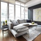 Home Living Designed Modern Home Living Room Idea Designed With Light Grey Small Sectional Sofas With Patterned Pillows And Round Table Decoration Small Sectional Sofas With Square Coffee Tables For Looking Stylish