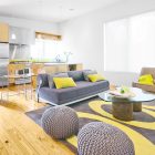 Living Room With Modern Living Room Interior Designed With Grey Sleeper Sectional Sofa Combined With Yellow Accent On Pillows Furniture Elegant Industrial Style Interior With Colorful Sleeper Sectional Sofas