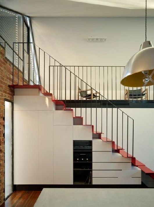 Staircase With Stair Modern Staircase With Red Colored Stair Treads And Metal Handrail To Reach Upper Level Of Historic Victorian Vader House Architecture Gorgeous Contemporary Comfortable Home For Cozy Living Holidays