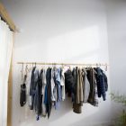 Setting Of In Neat Setting Of Cabin Loft In Brooklyn Walk In Closet Under The Loft Involving Hanging Rack Pole And Fitting Space Decoration Unique Tiny Cabin With Minimalist Staircase That Maximize Space