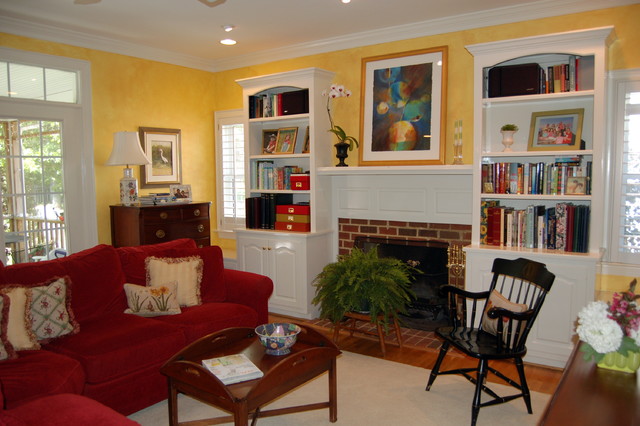 Fashioned Yellow Room Old Fashioned Yellow Painted Living Room Interior Integrating Red Sectional Sofa With Pillows And Black Chair Decoration Gorgeous Red Sectional Sofas For A Stylish Modern Interiors