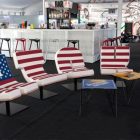 American Flag Chairs Patriotic American Flag Styled Alphabetic Chairs Coupled With Square Coffee Table To Furnish Typographic Tabisso Home Decoration Unique Chairs Furniture Designs To Spice Up Your Home