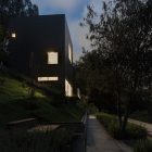 Evening View Minimalist Precious Evening View Of Modern Minimalist Landscape At Alta House With Sleek Concrete Path And Wild Flowers In Planter Dream Homes Airy And Beautiful Mountain Retreat With Amazing Natural Landscape