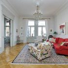 Crsytal Chandelier Living Prestigious Crystal Chandelier Hanging Above Living Room Of Traditional Swedish Apartment Involved Red L Shaped Sofa Apartments Vintage Swedish Home Decorated With Contemporary Scandinavian Touch Of Traditional Style