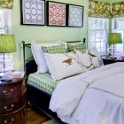 Green Accents Bedroom Refreshing Green Accents In Traditional Bedroom Using How To Cool A Bedroom Idea Furnished Wooden Nightstand With Table Lamp Bedroom Simple Bedroom Decoration And Wooden Furniture Ideas For Your Bedroom