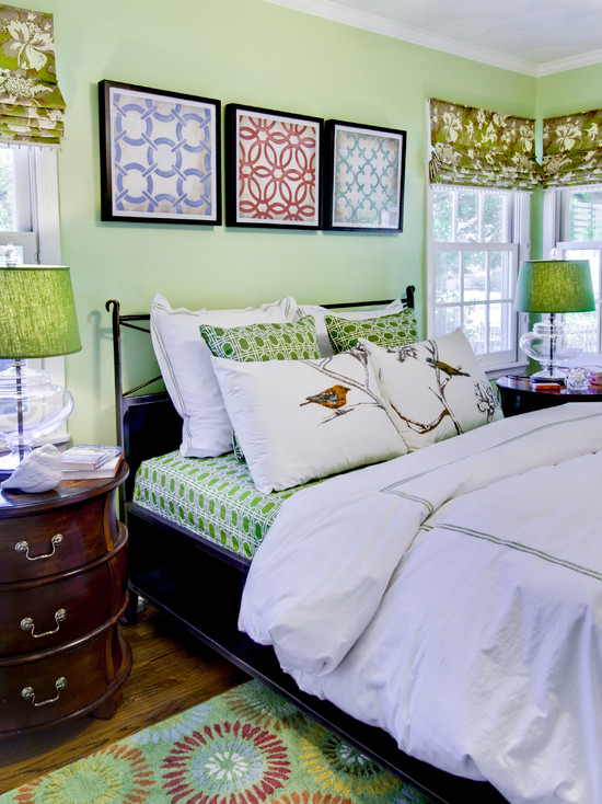 Green Accents Bedroom Refreshing Green Accents In Traditional Bedroom Using How To Cool A Bedroom Idea Furnished Wooden Nightstand With Table Lamp Bedroom Simple Bedroom Decoration And Wooden Furniture Ideas For Your Bedroom