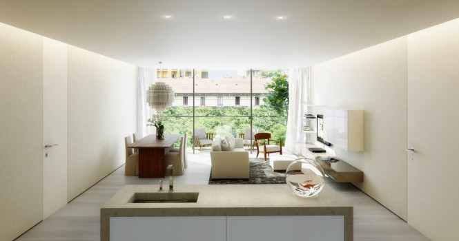 Dining Space An Remarkable Dining Space Decoration On An Open Plan Apartment Including Wooden Dining Table And Chairs Under Ball Shaped Pendant Lamps Dream Homes  Stunning Contemporary Interior Displaying Vibrant Of Natural Light