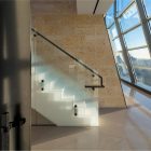 Brick Wall With Rough Brick Wall White Staircase With Glass Railing Laminate Flooring Sloping Glass Wall In Metallic Railing Greenwich Street Project Architecture Stunning Steel And Glass Structure Reflected In 497 Greenwich Street Penthouse