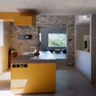 Stone Wall Stunning Rough Stone Wall Concrete Floor Stunning Compact Kitchen Island With Glossy Countertop Solid Concrete Ceiling In Homey Chamoson House Dream Homes Unusual Contemporary Rural House With Rough Stone Wall Structure