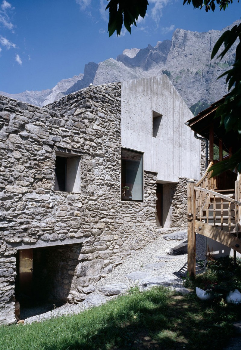 Stone Outdoor Classic Rustic Stone Outdoor Wall On Classic Architectural Chamoson House With Square Niche Great Mountainous View Wood Outdoor Staircase Dream Homes Unusual Contemporary Rural House With Rough Stone Wall Structure
