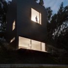 Evening View Shaped Sensational Evening View Of Cube Shaped Alta House Exterior With Glass Wall Ornamental Plants In Concrete Planter Dream Homes Airy And Beautiful Mountain Retreat With Amazing Natural Landscape