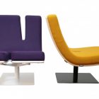 Purple And Chairs Sexy Purple And Yellow Alphabetic Chairs By Typographic Tabisso Designed With Square Metallic Single Leg Idea Decoration Unique Chairs Furniture Designs To Spice Up Your Home