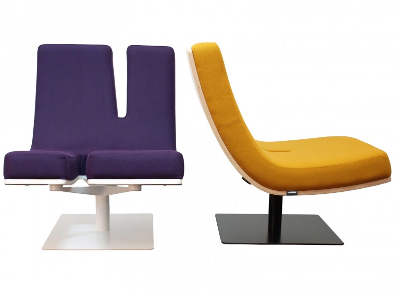 Purple And Chairs Sexy Purple And Yellow Alphabetic Chairs By Typographic Tabisso Designed With Square Metallic Single Leg Idea Decoration Unique Chairs Furniture Designs To Spice Up Your Home