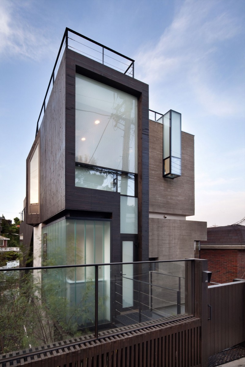 H House Architecture Splendid H House In Modern Architecture Sleek Glass Wall Small Balcony With Dark Metallic Railing Beautiful Ornamental Plants Dream Homes An Old House Turned Into Sleek Contemporary Home In Montonate, Italy