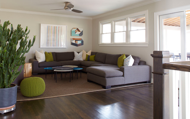 Living Room Sectional Splendid Living Room With Dark Sectional Big Sofas And Cool Circular Coffee Tables Cushy Green Puff Warm Wood Floor Sliding Glass Door Dream Homes  Elegant Big Sofas Makes Your Living Lounge Look Expensive